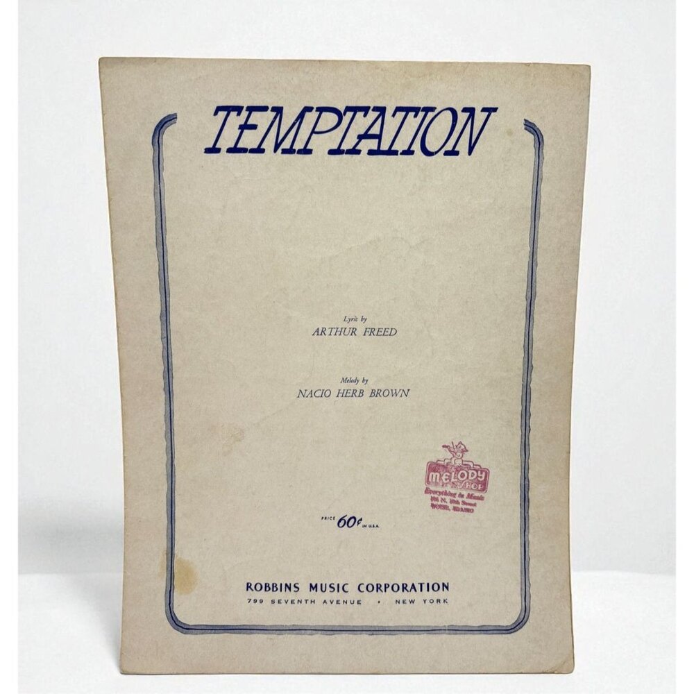 Temptation Vintage Piano Sheet Music Arthur Freed from MGMs Going Hollywood